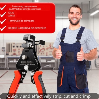 Clește automate multifuncțional pentru dezizarea cablurilor de fibră optică, cu fălci dințate – domeniu dezizare 1.0–3.2 mm, greutate 0,36 kg