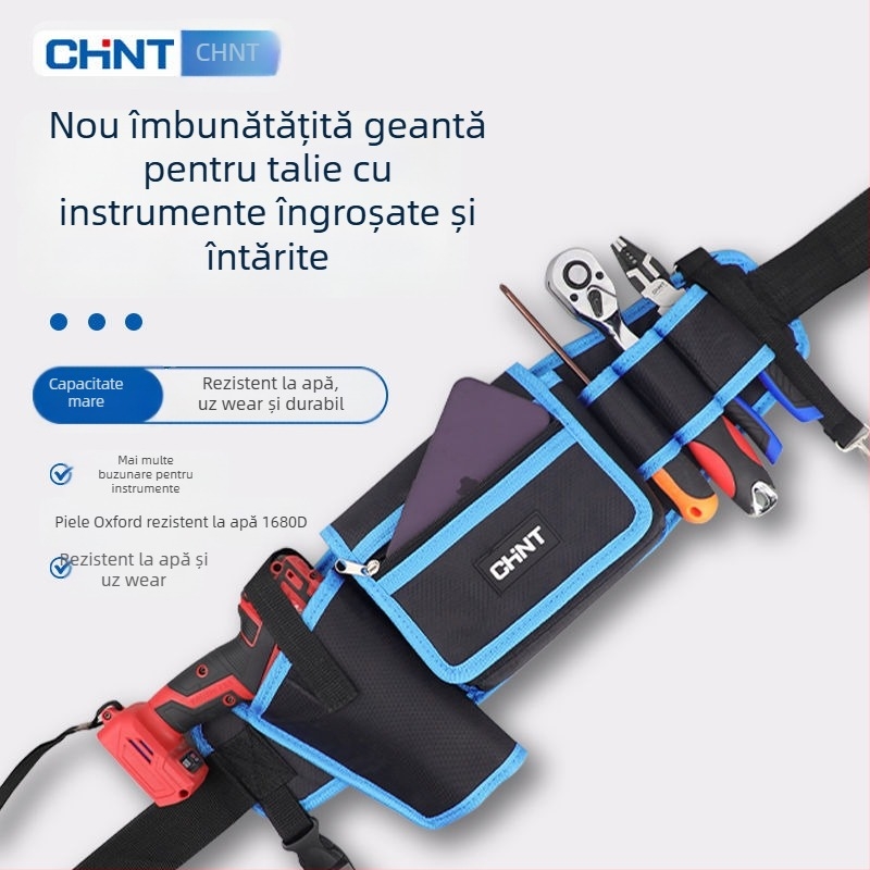 Curea de talie pentru unelte pentru electricieni, geantă de întreținere și tâmplă portabilă, din material Oxford cu căptușeală din nylon, capacitate de încărcare 1 kg