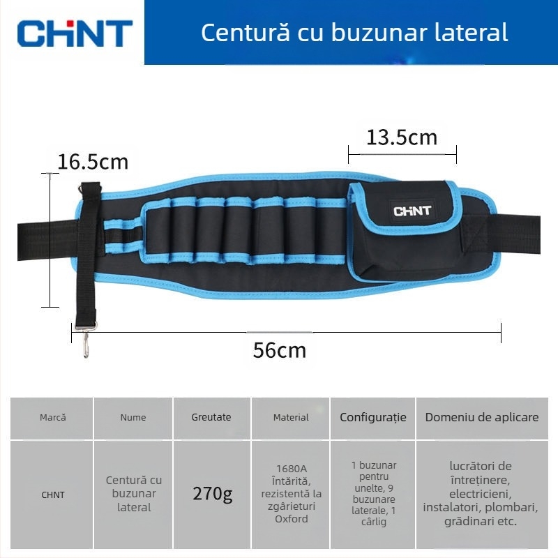 Curea de talie pentru unelte pentru electricieni, geantă de întreținere și tâmplă portabilă, din material Oxford cu căptușeală din nylon, capacitate de încărcare 1 kg