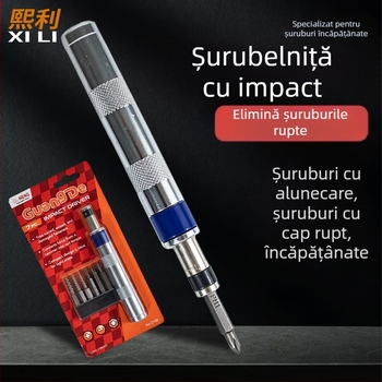 Șurubelniță cu impact mini, mâner hexagonal, set în vrac (Material: S2+CRV; Mâner hexagonal)