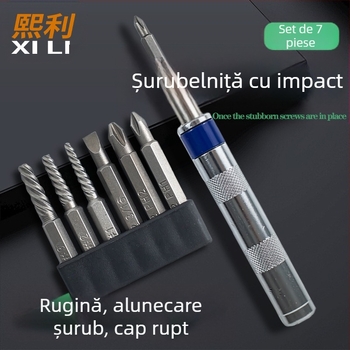 Șurubelniță cu impact mini, mâner hexagonal, set în vrac (Material: S2+CRV; Mâner hexagonal)