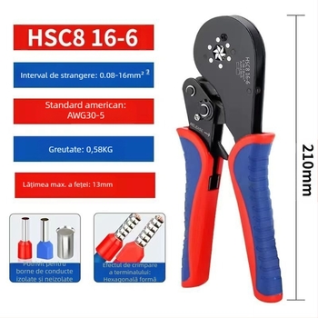 Chong Wu 16-6 Clește de crimpare tip țeavă, oțel cu conținut înalt de carbon, economie de efort