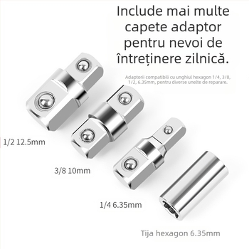 Volvan 3/8 Cheie multifuncțională de extindere cu cap ratchet pentru conversie și tijă de extensie – Cromată, oțel cu carbon înalt, 0.645 kg