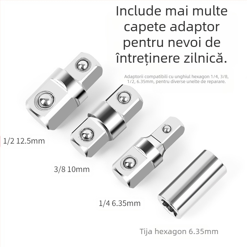 Volvan 3/8 Cheie multifuncțională de extindere cu cap ratchet pentru conversie și tijă de extensie – Cromată, oțel cu carbon înalt, 0.645 kg