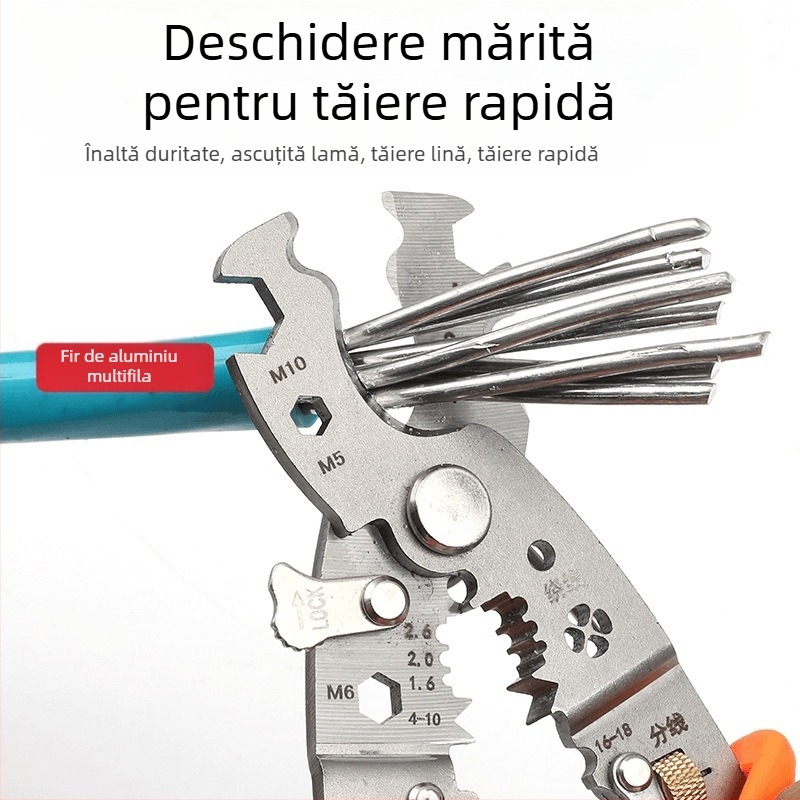 Clește pentru dezizolarea cablurilor, formă în V, industrial, multifuncțional (Greutate: 0,2; Formă: în V; Funcții: dezizolare cabluri)