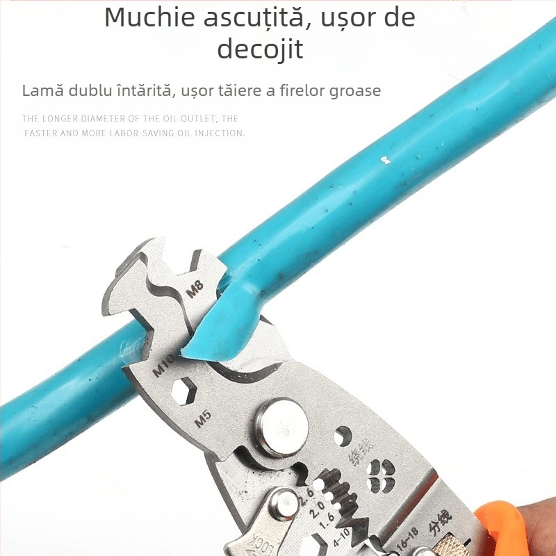 Clește pentru dezizolarea cablurilor, formă în V, industrial, multifuncțional (Greutate: 0,2; Formă: în V; Funcții: dezizolare cabluri)