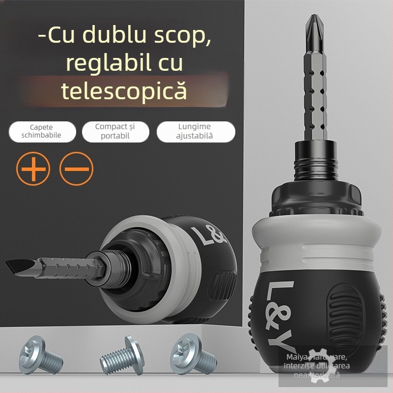 Maibu set de șurubelnițe telescopic cu ratchet, din oțel crom-vanadiu, izolat și magnetic