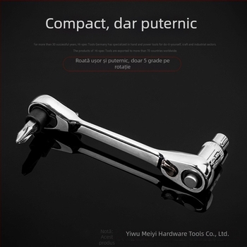 Mini cheie clichet cu prindere pătrată de 1/4 inch, de două fețe, cap pătrat, oțel crom-vanadiu, placare cromată lucioasă