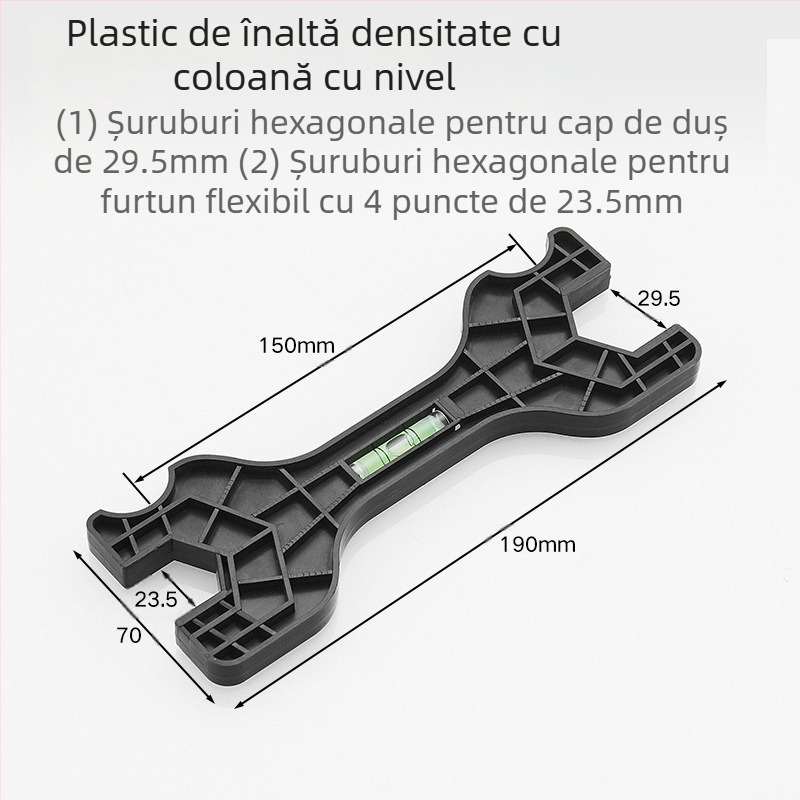 Set de instrumente pentru întreținerea dușului: nivel cu picior curbat, cheie hexagonală și nivel curbat de unghi pentru instalarea robinetului
