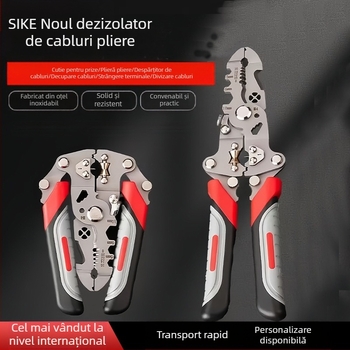 Clește pliabil de dezizolat cabluri pentru electricieni — multifuncțional, cap rotund, greutate 0,192 kg, dezizolare, tăiere, crimpare și înfășurare cabluri