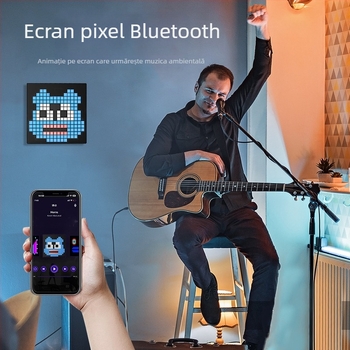 Pixel LED ramă foto pentru birou și montaj pe perete, afișaj în culoare completă (rezoluție 16×16/32×32; pas pixel 0,5 cm; modul 200×200; ecran 190×190)