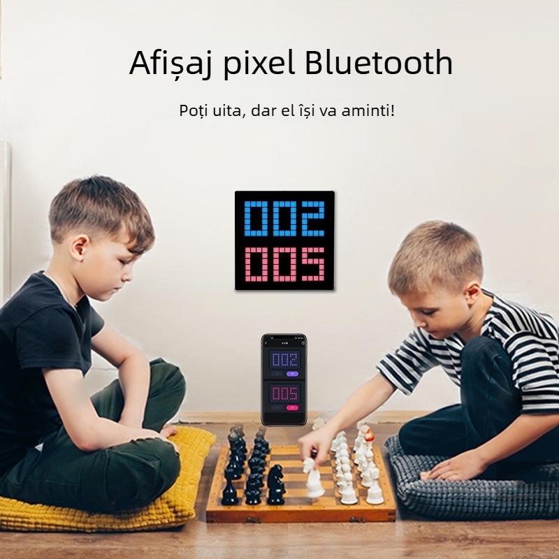 Pixel LED ramă foto pentru birou și montaj pe perete, afișaj în culoare completă (rezoluție 16×16/32×32; pas pixel 0,5 cm; modul 200×200; ecran 190×190)