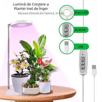 Lampă LED retractabilă pentru creșterea plantelor, spectru complet de lumină 3500K, temporizator, 20 de LED-uri, alimentare 5V, durată de viață 20000 h, model CCB-231204