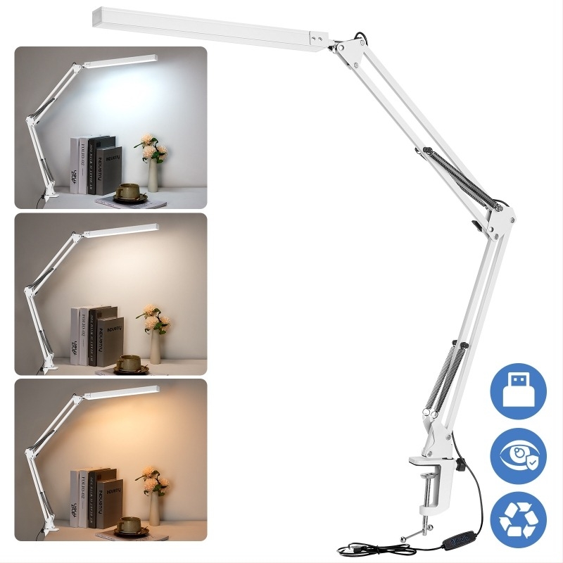 Lampă de birou LED cu protecție pentru ochi, alimentare USB, abajur din aluminiu, CRI 80-89, certificat CE, lampă de noapte