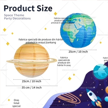 Set de 8 felinare din hârtie cu tema celor opt planete, rotunde, lucrate manual, decor DIY pentru petrecere