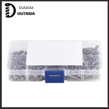 Outaida Set șuruburi autoforante – 800 buc, cap conic, nichelate, oțel carbon Q235, GB846