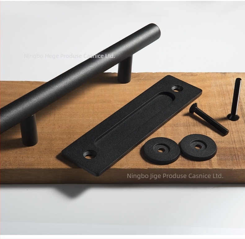 Maner pentru ușă glisantă din lemn, oțel de carbon, model DH-C01, finisaj: pulverizare, stil: nou stil chinezesc, modern minimalist, lux ușor