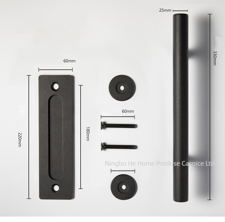 Maner pentru ușă glisantă din lemn, oțel de carbon, model DH-C01, finisaj: pulverizare, stil: nou stil chinezesc, modern minimalist, lux ușor