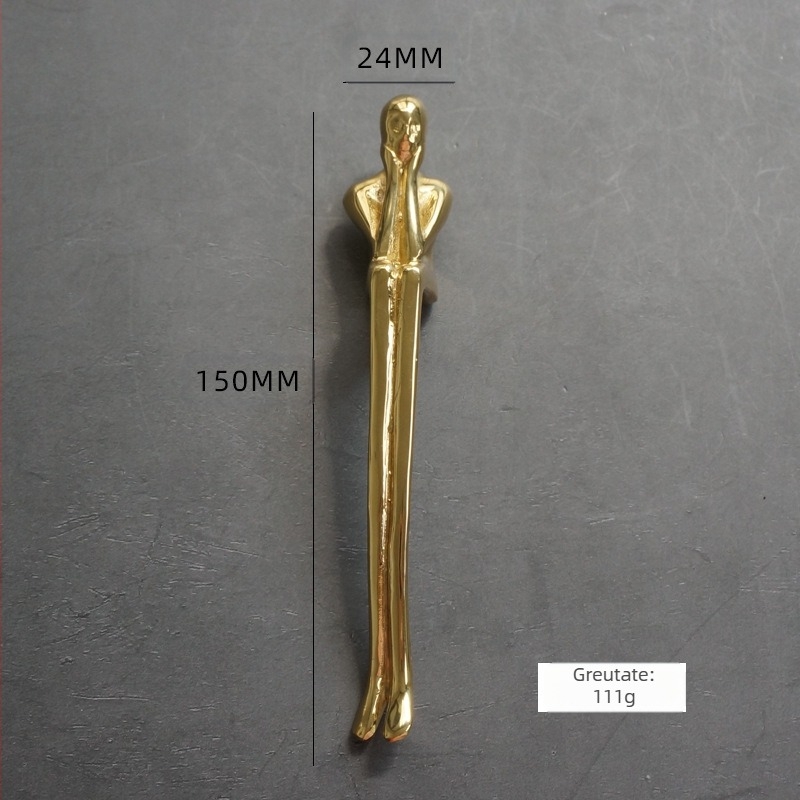 Mâner din alamă Thinker pentru dulapuri, uși sau sertare — stil lux ușor, model SKZLSS001