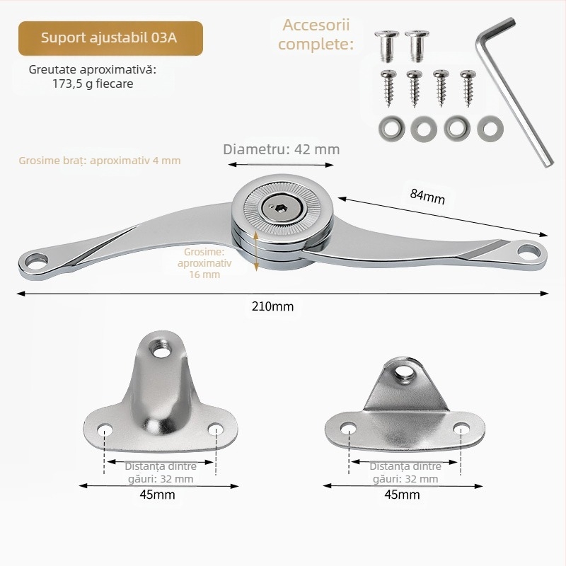 Suport gaz pentru ușa dulapului | Model JNT-91; Material: aliaj de zinc; Aplicare: ușa dulapului; Stil: minimalist modern (Model JNT-91; Material: aliaj de zinc; Aplicare: ușa dulapului; Stil: minimalist modern)