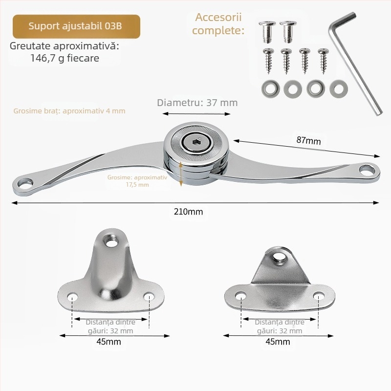 Suport gaz pentru ușa dulapului | Model JNT-91; Material: aliaj de zinc; Aplicare: ușa dulapului; Stil: minimalist modern (Model JNT-91; Material: aliaj de zinc; Aplicare: ușa dulapului; Stil: minimalist modern)