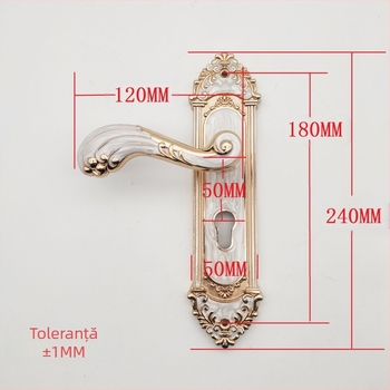 Încuietoare pentru uși interioare, stil european, mâner pentru ușă din lemn, model T811, material panou din oțel mangan + mâner din aliaj de aluminiu, distanța dintre găurile panoului 180 mm, Ming Baocheng