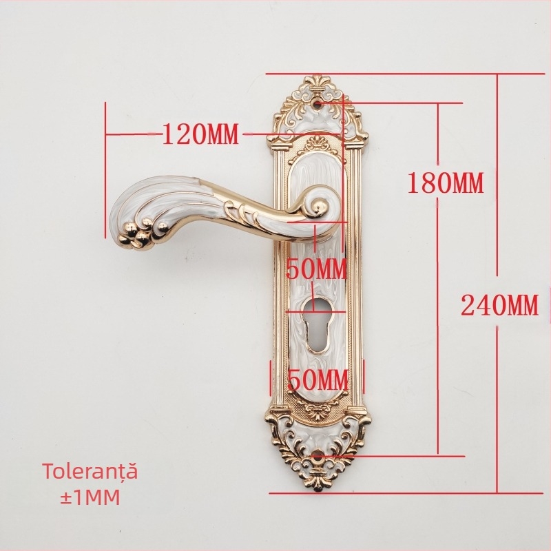 Încuietoare pentru uși interioare, stil european, mâner pentru ușă din lemn, model T811, material panou din oțel mangan + mâner din aliaj de aluminiu, distanța dintre găurile panoului 180 mm, Ming Baocheng