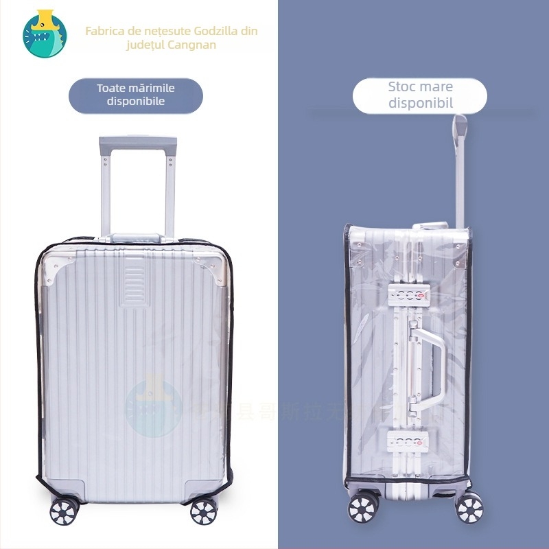 Husă transparentă din PVC pentru bagaj, cu mâner — impermeabilă și rezistentă la uzură