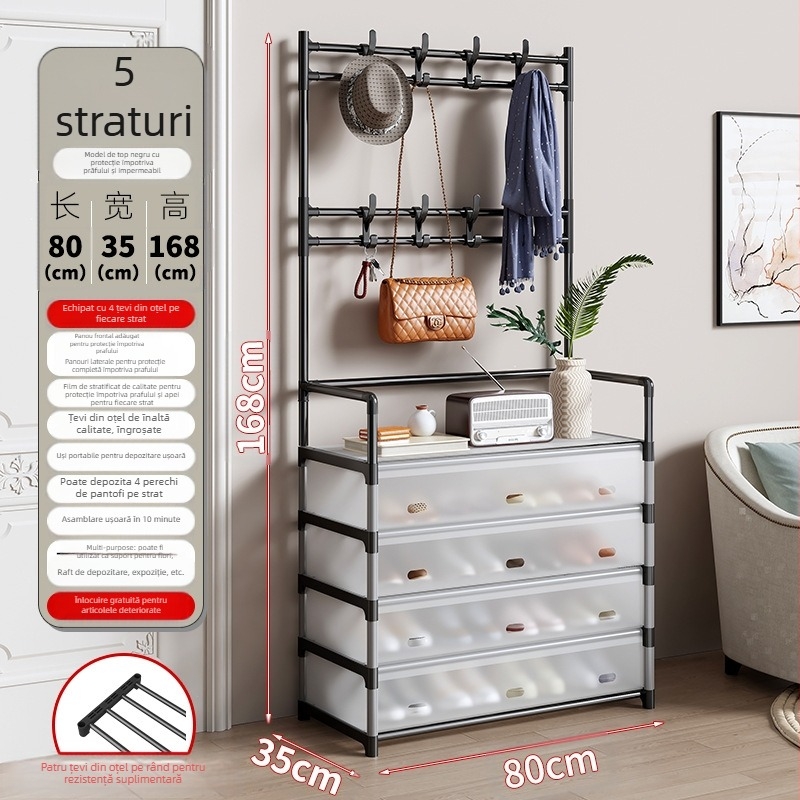 Raft pentru pantofi și pălării, podea, din metal, model FCXMJ, protecție împotriva prafului, stil modern minimalist, capacitate mare