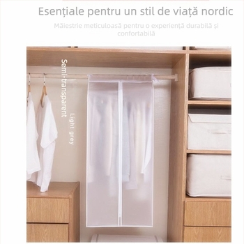 Husă de protecție împotriva prafului pentru haine PEVA, groasă, transparentă pentru paltoane și costume, pentru agățare
