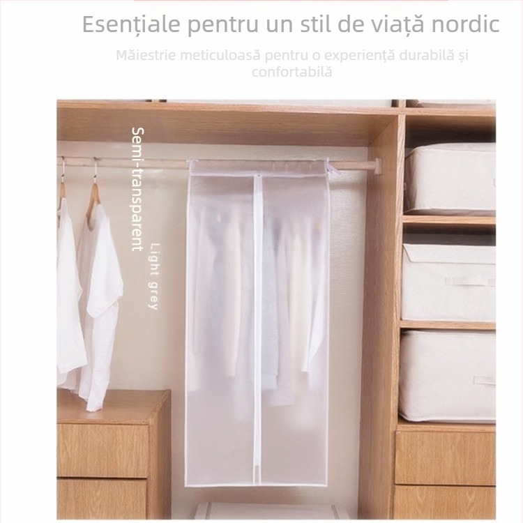 Husă de protecție împotriva prafului pentru haine PEVA, groasă, transparentă pentru paltoane și costume, pentru agățare