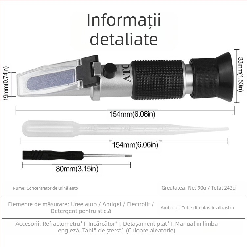 QST EXPRESS Refraktometru prism pentru concentrația de uree în antigel auto, model detector de concentrație a soluției de uree