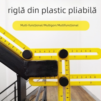 Ruletă pliabilă din plastic ABS, multifuncțională, cu construcție în patru segmente pentru măsurători la diferite unghiuri