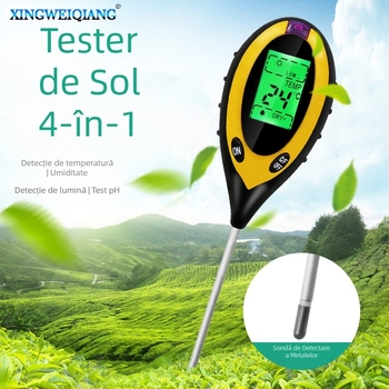 Tester electronic pentru sol 4 în 1, cu pH-ul solului, metru de lumină și detector de temperatură și umiditate, corp din plastic — Xing Weiqiang