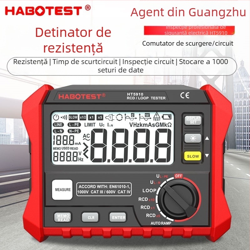 Huabo HT5910 tester digital pentru curent de scurgere și rezistență a buclei întrerupător, utilizare profesională, origine China, etichetare privată licențiată