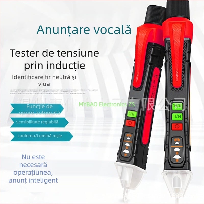 Maiyi bao tester de tensiune fără contact cu feedback vocal și alarmă sonoră-lumină pentru uz casnic
