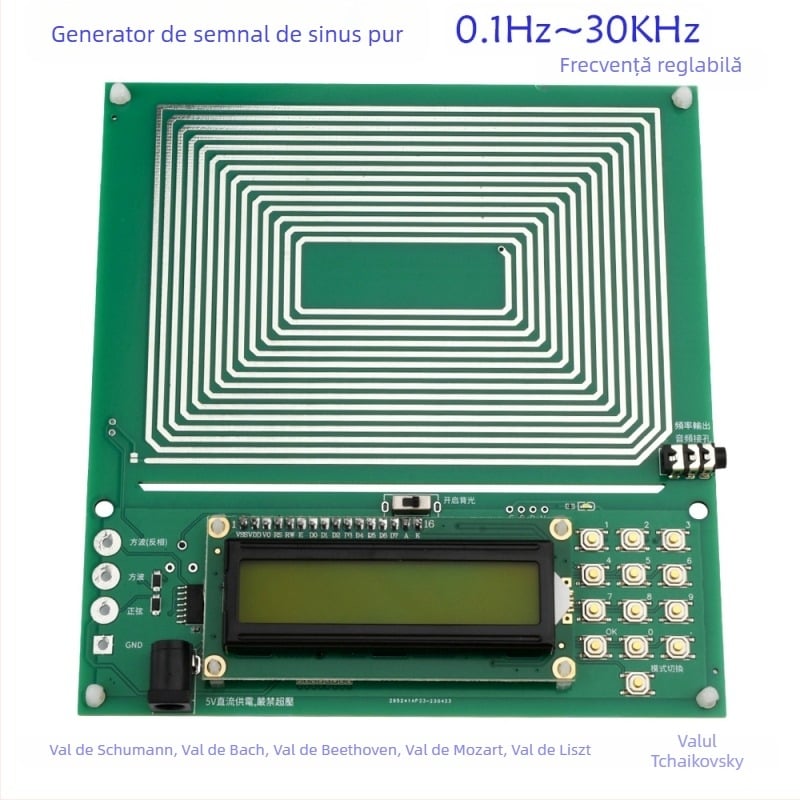 Generator de unde Schumann cu semnal sinus pur, modulație de frecvență, interval 0.01 Hz–300000 Hz