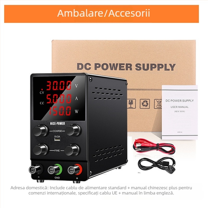 SPS1203 Sursă de alimentare DC reglabilă, putere mare, 120 V, 3 A, 360 W, pentru electroplacare și electroliză, tensiune reglabilă