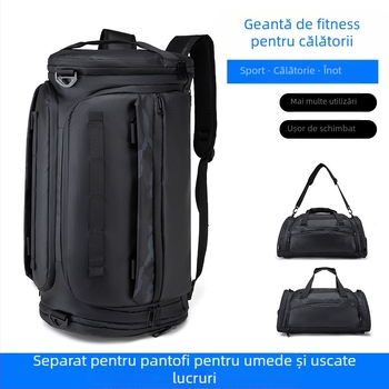 Geantă de sport multifuncțională cu compartiment separat pentru pantofi, impermeabilă cu separare uscat-umed, capacitate 36–55 L, din țesătură Oxford