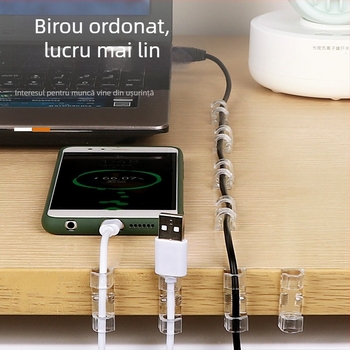 Clip organizator cabluri – plastic, design simplu, pentru gestionarea cablurilor, potrivit pentru cabluri de date și de rețea, pachet 20