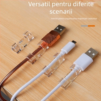Clip organizator cabluri – plastic, design simplu, pentru gestionarea cablurilor, potrivit pentru cabluri de date și de rețea, pachet 20