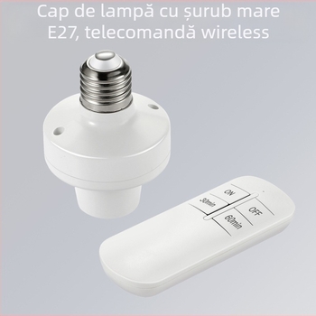 Bază de lampă E27 cu telecomandă RF433 și întrerupător cu temporizator, 90-250V, 10A