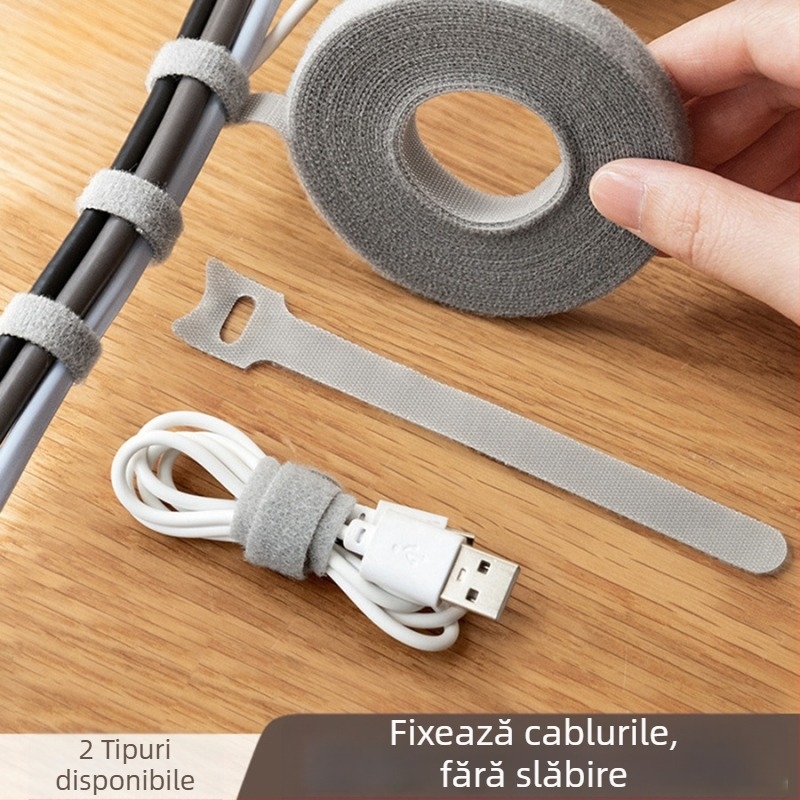 Organizator de cabluri - bandă Velcro autoadezivă din nylon, brand Seal, pentru cabluri de încărcare și căști