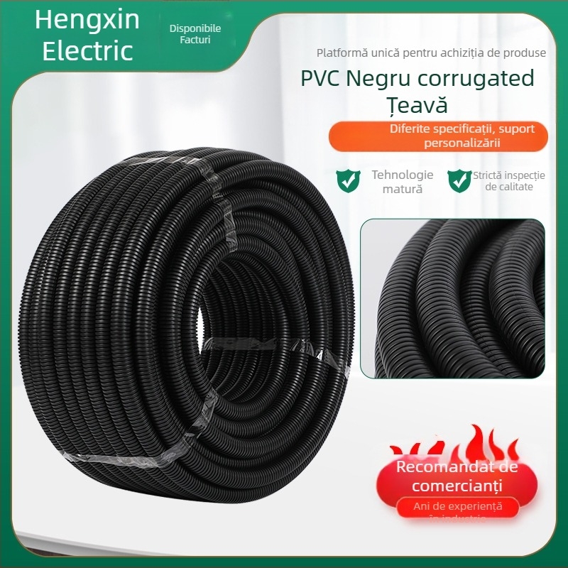 Xin Bo Feng Bellows țeavă PVC ondulată pentru cabluri — plastic, retardant la foc V0, -10°C până la +80°C, conductă izolată pentru cabluri