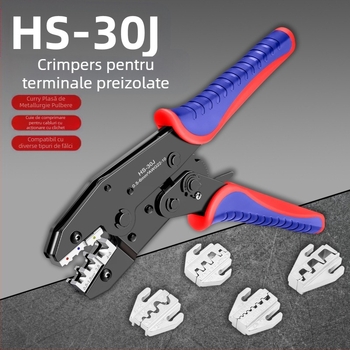 Pince de sertizare multifuncțională – set pentru terminale izolate, bare și terminale cu conector, SANJIANG, oțel cu carbon înalt, greutate 1.2