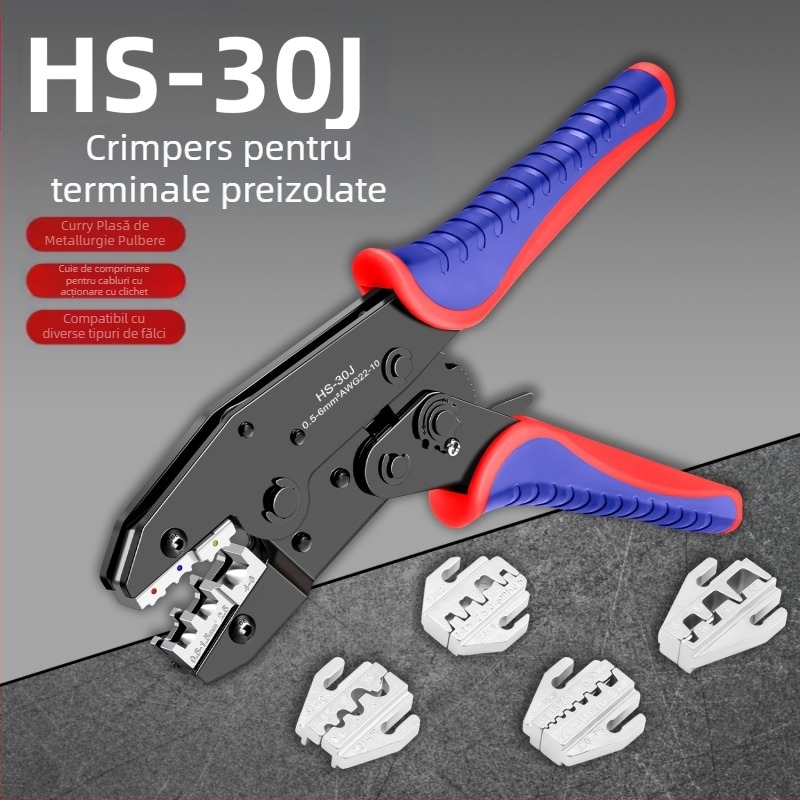 Pince de sertizare multifuncțională – set pentru terminale izolate, bare și terminale cu conector, SANJIANG, oțel cu carbon înalt, greutate 1.2