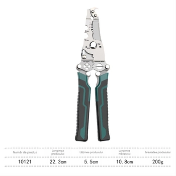 Clește pentru cabluri electrice: tăiere și degajare izolație, multifuncțional, cap plat, pliabil, greutate 0,2 kg, Sco