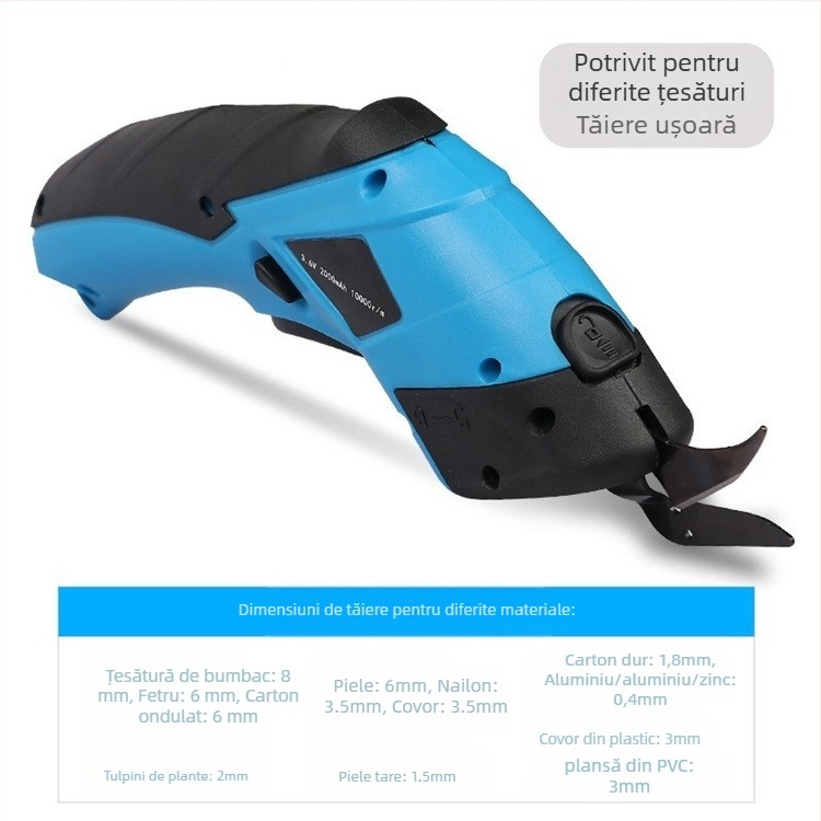 Foarfă electrică pentru țesături și piele, baterie litiu reîncărcabilă, interval de tensiune 16,8–21V, de la Wanyu hardware