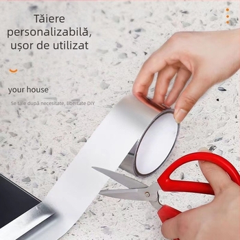 Bandă din folie de aluminiu rezistentă la căldură pentru bucătărie și baie – impermeabilă și rezistentă la mucegai, pentru etanșarea conductelor și a acoperișurilor; -20°C până la 120°C pe termen lung, până la 300°C pe termen scurt.