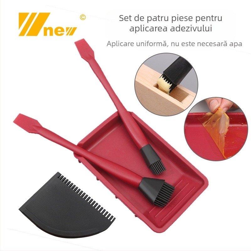 Set de pensule din silicon pentru prelucrarea lemnului, adeziv și latex – Brand: New Wu Tools; Material: Silicon; Specificații: 100-20